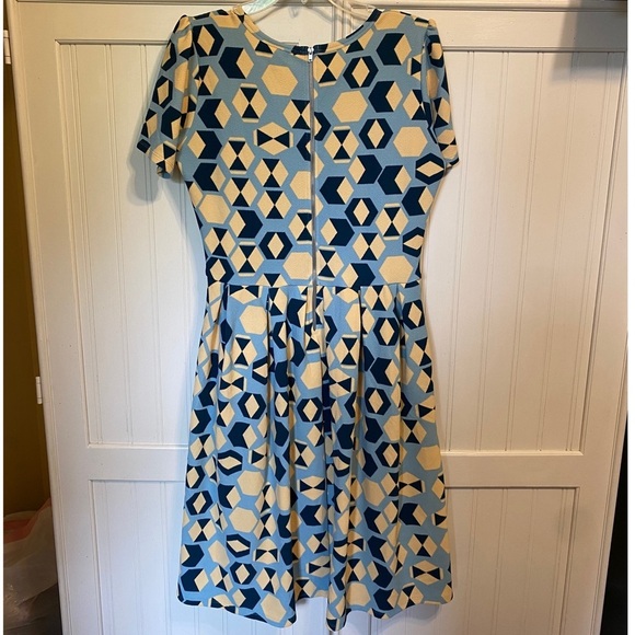 Lularoe Amelia NEW Zip Up Dress Large Yellow, Blue, & Navy - Picture 9 of 10